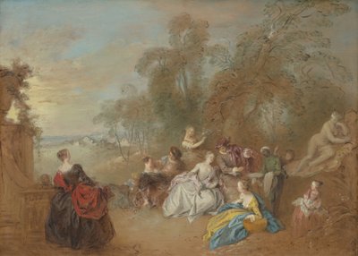 En la terraza, c. 1730-1735 de Jean Baptiste Pater