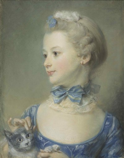 La niña con el gato Marie-Anne Huquier, 1747 de Jean Baptiste Perronneau