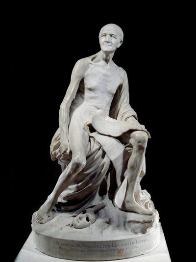François-Marie Arouet conocido como Voltaire desnudo (1694-1778) Escultura de mármol de Jean-Baptiste Pigalle (1714-1785) 1776. París, Museo del Louvre de Jean Baptiste Pigalle
