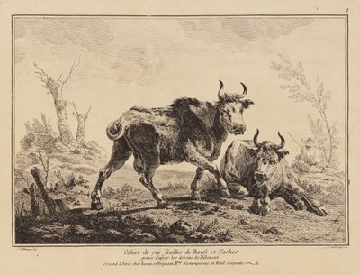 Cuaderno de seis hojas de bueyes y vacas de Jean Baptiste Pillement