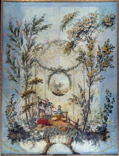 Chinoiserie: Panel decorativo que representa una escena china, dirigido por Jean Pillement (1728-1808) de Jean Baptiste Pillement