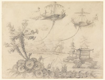 Dibujo, Fantasía Chinoiserie, 1770-90 de Jean Baptiste Pillement
