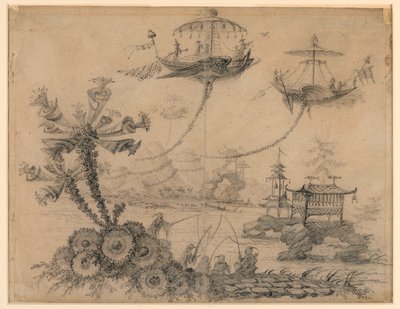 Dibujo, Fantasía Chinoiserie, 1770-90 de Jean Baptiste Pillement