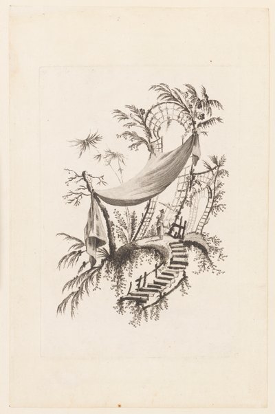 Figura bajo tienda, de "Recueil des Tentes Chinoises" de Jean Baptiste Pillement