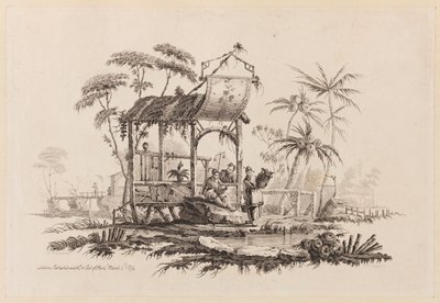 Figuras debajo de una estructura de Jean Baptiste Pillement
