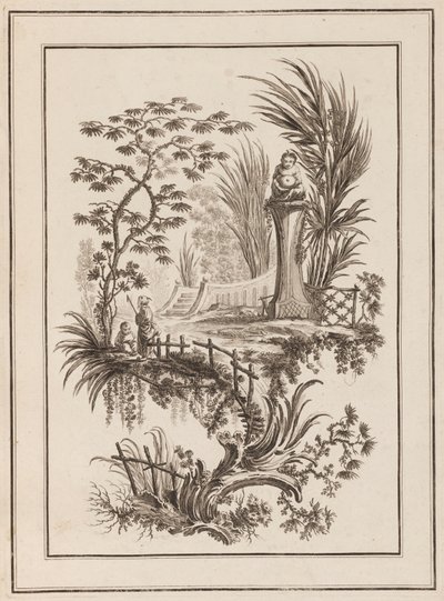 Figuras en el jardín de Jean Baptiste Pillement