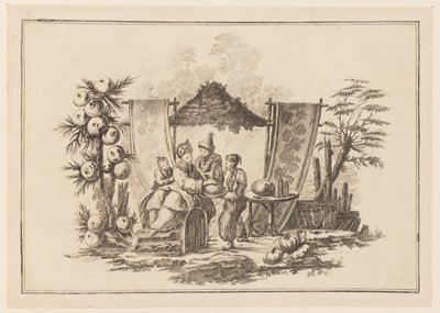 Figuras con una Calabaza, de "Nouveau Cahier de Six Feuilles De Différents Sujets Chinois Historiés" de Jean Baptiste Pillement