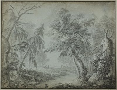 Bosque con arroyo y figuras de Jean Baptiste Pillement