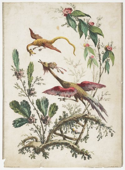 Ornamento. Chinoiserie. Flores y pájaros. de Jean Baptiste Pillement
