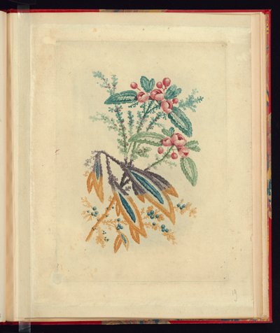 Diseño Ornamental con Pequeñas Flores Rojas y Bayas, de Nouvelle suite de cahiers de flerurs naturelle a l