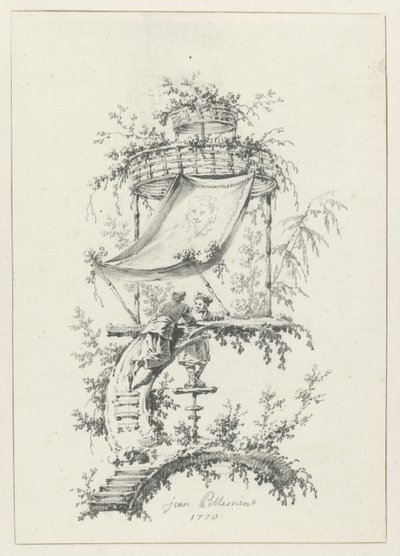 Composición ornamental en estilo chinoiserie. Diseños ornamentales en estilo chinoiserie para Deuxième Cahier de six Baraques Chinoises (título de la serie) de Jean Baptiste Pillement