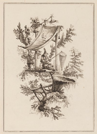 Lámina 2, "Suite de doce pescadores y cazadores" de Jean Baptiste Pillement