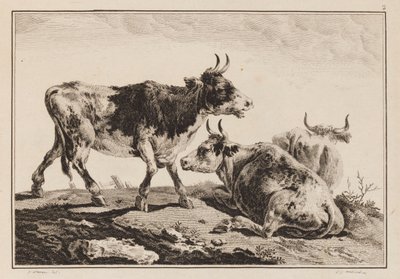 Placa 2, de "Cahier de Six Feuilles de Boeufs et Vaches" de Jean Baptiste Pillement