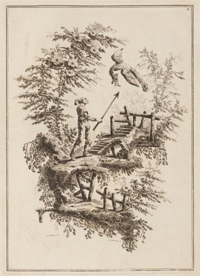 Lámina 3, "Suite de doce Pescadores y Cazadores" de Jean Baptiste Pillement