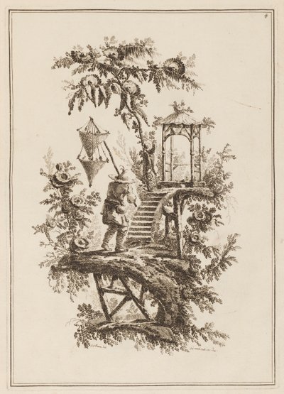 Placa 4, "Suite de doce Pescadores y Cazadores" de Jean Baptiste Pillement