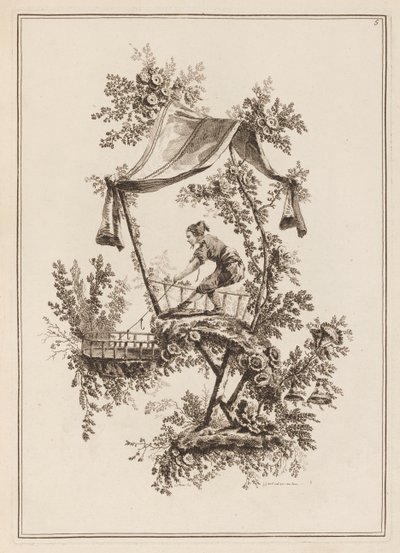 Placa 5, "Suite de doce Pescadores y Cazadores" de Jean Baptiste Pillement