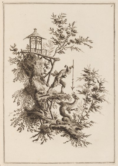 Placa 6, "Suite de doce pescadores y cazadores" de Jean Baptiste Pillement