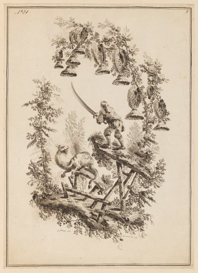 Lámina 8, "Suite de doce pescadores y cazadores" de Jean Baptiste Pillement