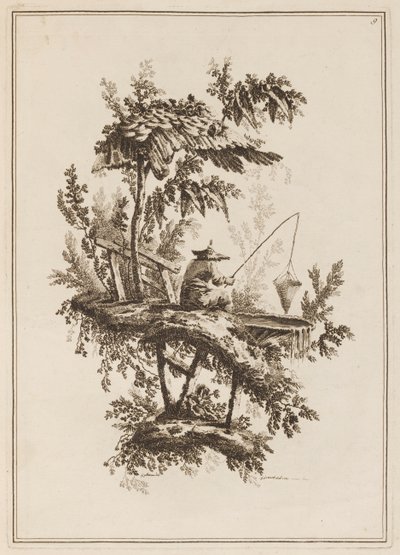 Lámina 9, "Suite de doce Pescadores y Cazadores" de Jean Baptiste Pillement