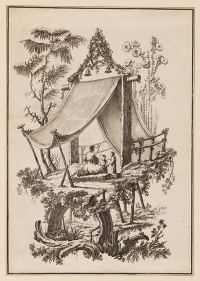 Tres Figuras Debajo de una Carpa de Jean Baptiste Pillement