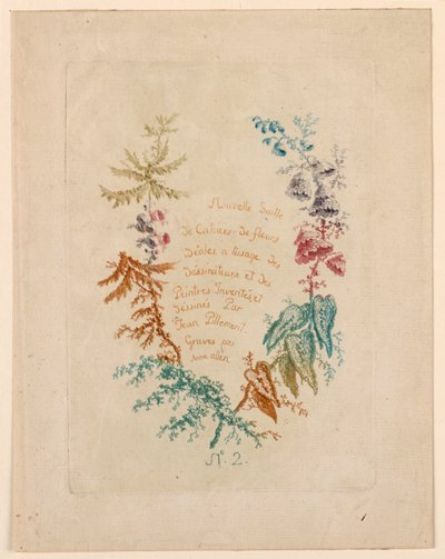 Página de título para "Nouvelle Suitte de Cahiers de fleurs idéales" No. 2 de Jean Baptiste Pillement