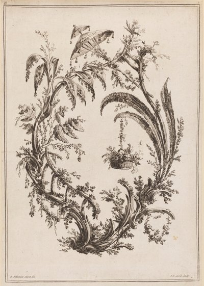 Árboles con cesta y parasol de Jean Baptiste Pillement