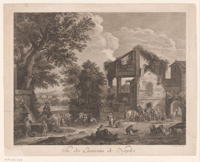 Vista de los alrededores de Nápoles Vüe ​​​​des Environs de Naples (título sobre objeto) de Jean Baptiste Racine