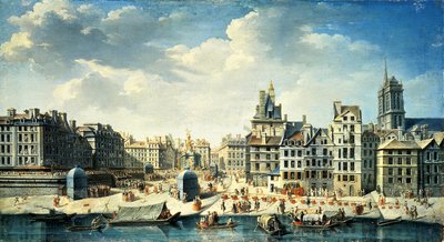 Una plaza en las orillas del Sena en París de Jean Baptiste Raguenet