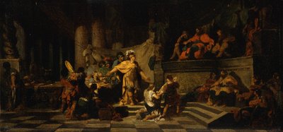 Eneas ofreciendo regalos al rey Latino y pidiéndole la mano de su hija, 1778 de Jean Baptiste Regnault