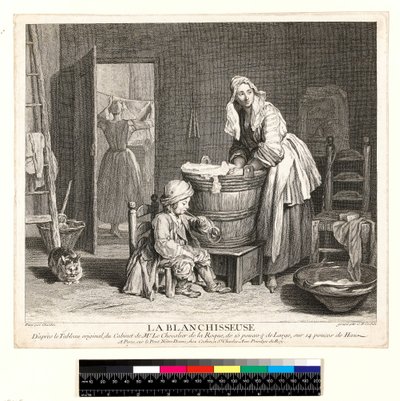 La Blanchisseuse, grabado por Charles Nicolas Cochin I (1688-1754) de Jean Baptiste Simeon (after) Chardin