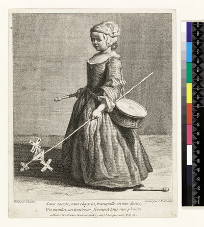 Le Jeune Soldat, grabado por Charles Nicolas Cochin I de Jean Baptiste Simeon (after) Chardin