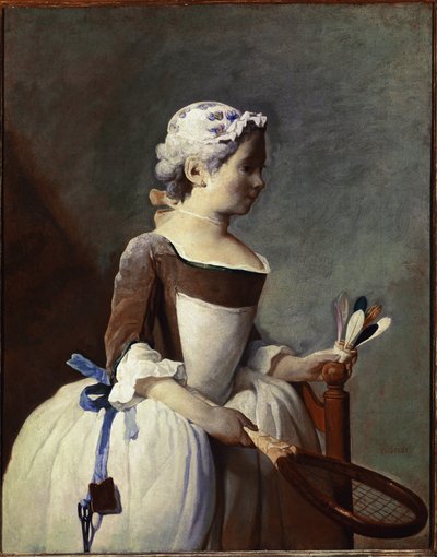 Niña con raqueta y volante de Jean Baptiste Simeon Chardin
