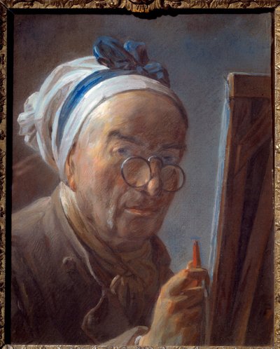 Autorretrato en el caballete Pastel de Jean Baptiste Simeon Chardin (1699-1779) 1779 de Jean Baptiste Simeon Chardin