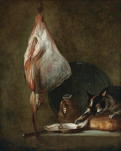 Naturaleza Muerta con Gato y Raya de Jean Baptiste Simeon Chardin