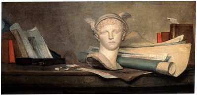 Naturaleza muerta con atributos de las artes, siglo XVIII de Jean Baptiste Simeon Chardin