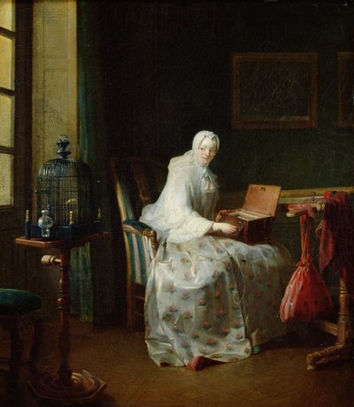 El órgano de pájaros o una mujer variando sus placeres, 1751 de Jean Baptiste Simeon Chardin