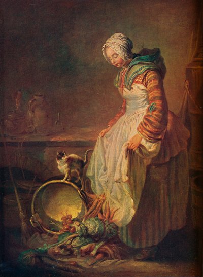 Mujer con gatito, siglo XVIII de Jean Baptiste Simeon Chardin