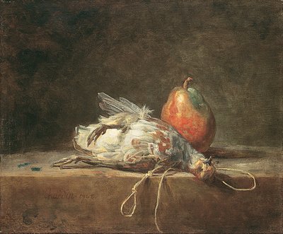 Naturaleza muerta con perdiz y pera de Jean Baptiste Simeon Chardin
