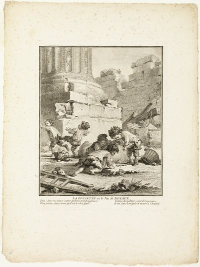 El hoyuelo, o el juego de las piedras, de Los juegos de los erizos de París de Jean Baptiste Tilliard I