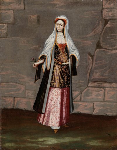 Mujer de la isla de Mykonos de Jean Baptiste Vanmour (workshop of)