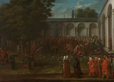 Cornelis Calkoen en su camino a su audiencia con el sultán Ahmed III de Jean Baptiste Vanmour