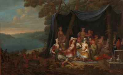 Fiesta campestre con cortesanos turcos bajo una tienda de Jean Baptiste Vanmour