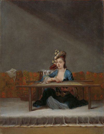 Mujer turca en su bastidor de bordado de Jean Baptiste Vanmour
