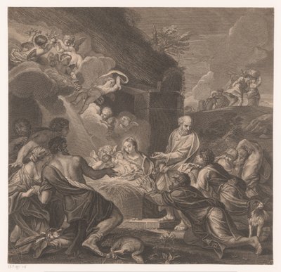 Aanbidding puerta de pastores Gabinete Crozat (título de la serie) Colección de grabados de las pinturas más bellas y de los diseños más bellos que hay en Francia (título de la serie) de Jean Baptiste de Poilly