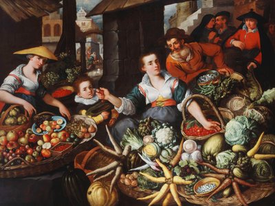 Un Puesto de Frutas y Verduras en un Mercado de la Ciudad de Jean Baptiste de Saive