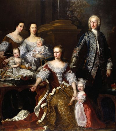 Augusta de Sajonia-Gotha, Princesa de Gales, con miembros de su familia y hogar, 1739 de Jean Baptiste van Loo