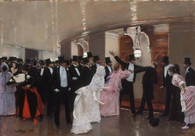 Altercado en los pasillos de la Ópera de Jean Beraud