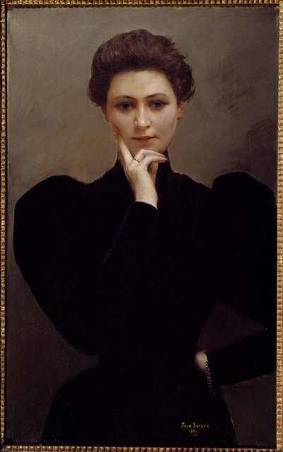Meditación Una joven pensativa vestida a la moda Belle Époque de Jean Beraud