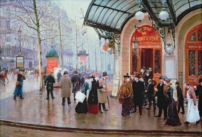 Fuera del teatro de vodevil, París de Jean Beraud