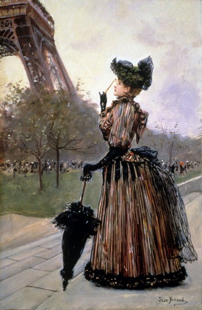 Mujer frente a la Torre Eiffel de Jean Beraud